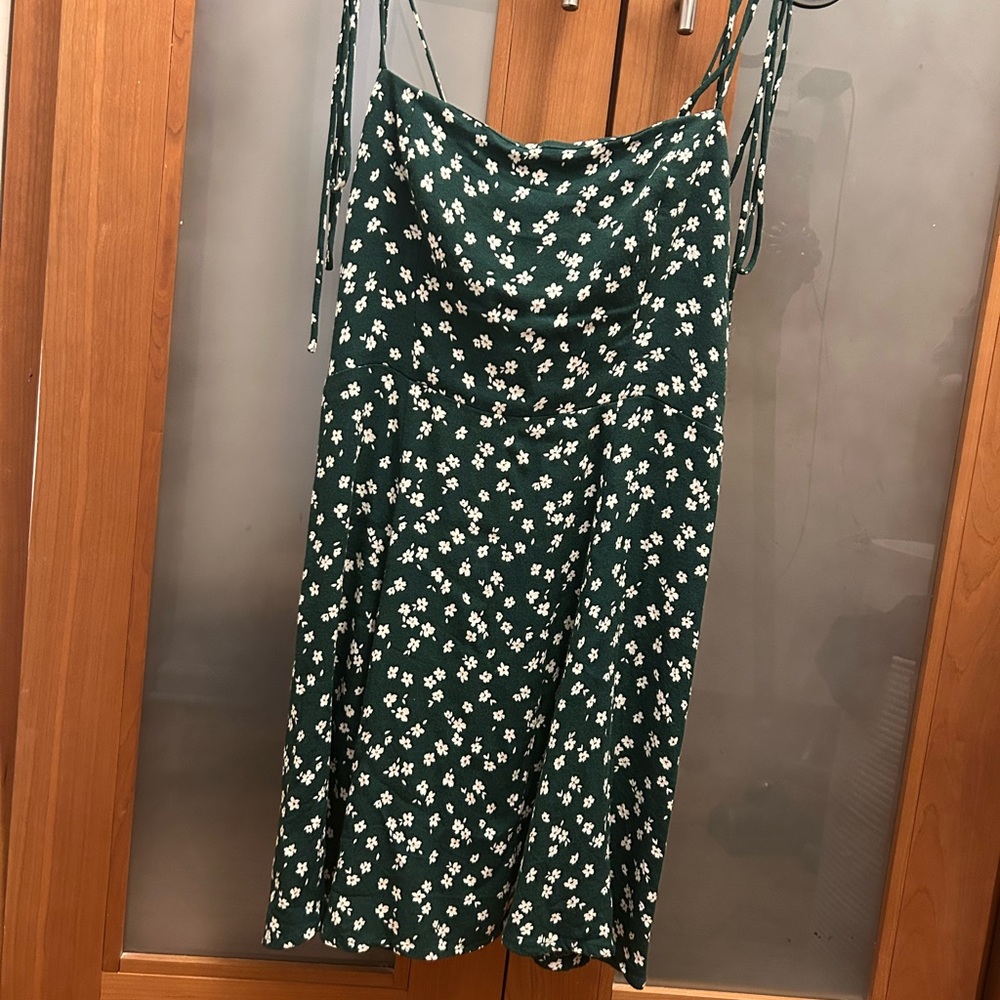 Reformation Dark Green Floral Mini Dress